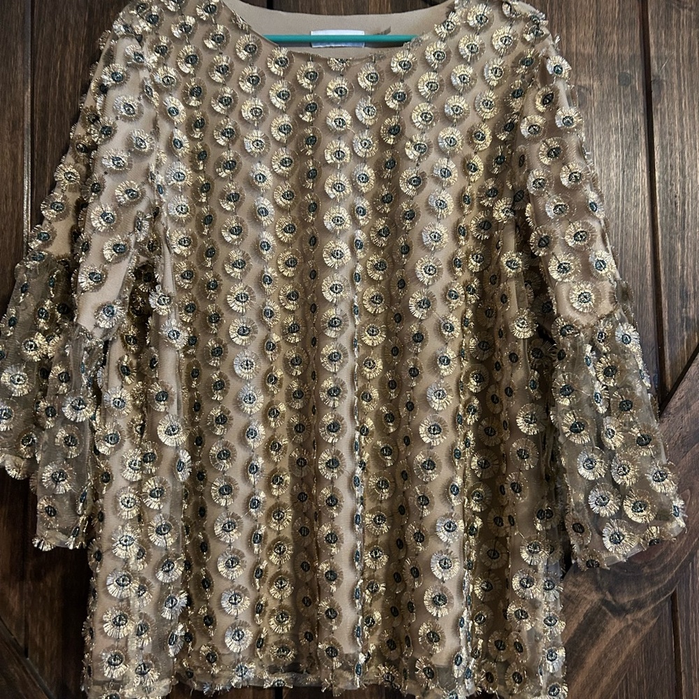 Beautiful Calvin Klein peacock dress blouse